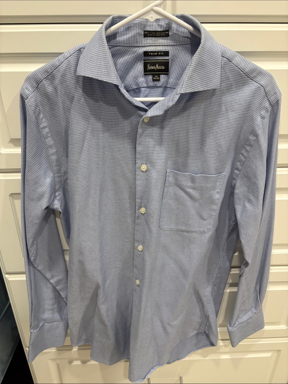 Neiman Marcus Light Blue Micro-Check Men's Dress Shirt